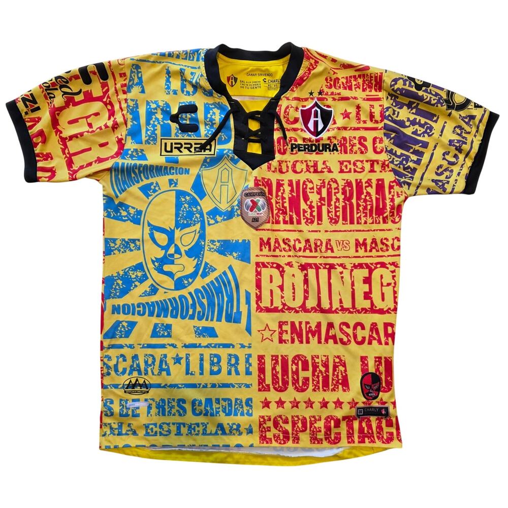 Charly Atlas FC Lucha Libre Special Edition Soccer Jersey Men's Size XL Yellow